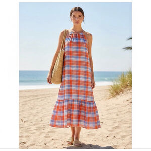 Tommy Hilfiger Bayfront Plaid Belted Midi Dress Sz 8 Cottagecore, Summer Picnic
